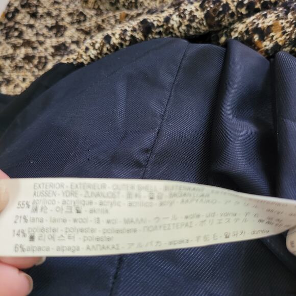 Zara Size S Tweed Double Breasted Wool Blend Marled Brown Black Jacket - Picture 9 of 11